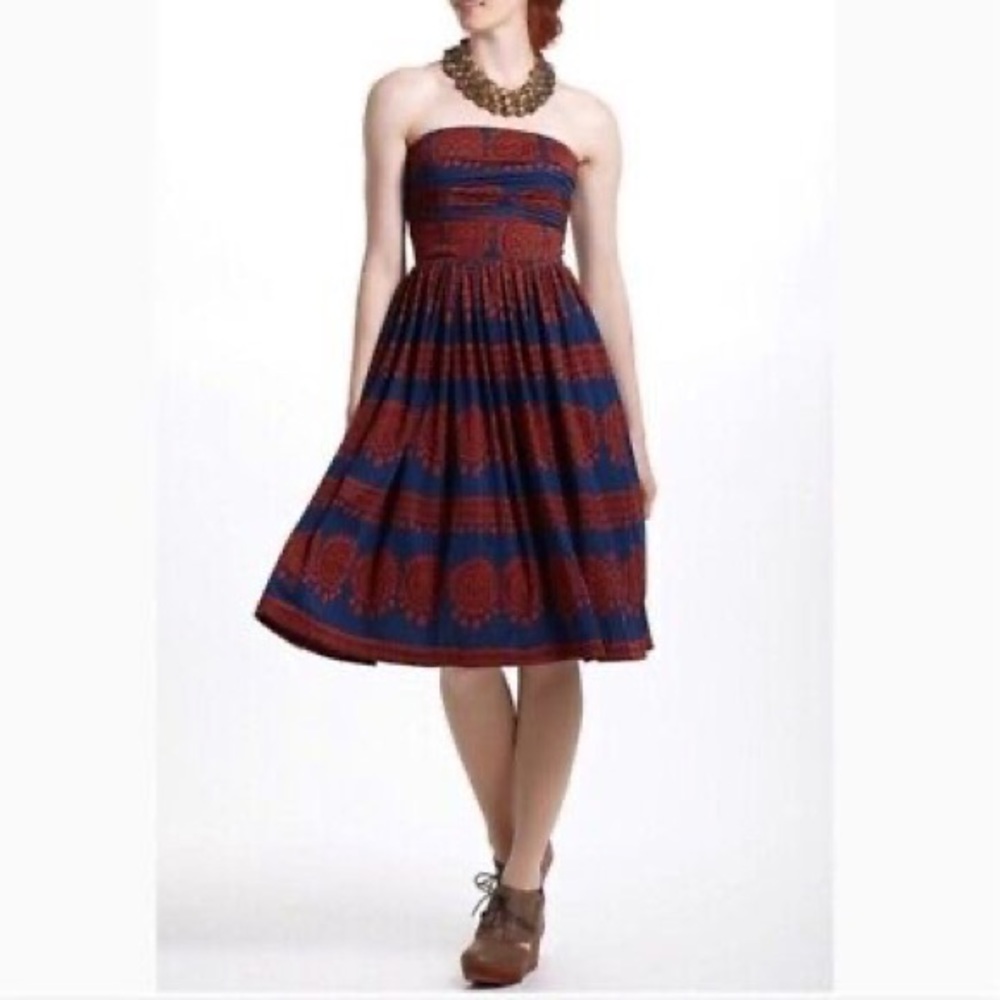 Anthropologie Oxidized Medallions Strapless Midi Dress by Girls from Savoy SMALL